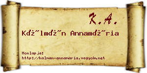 Kálmán Annamária névjegykártya